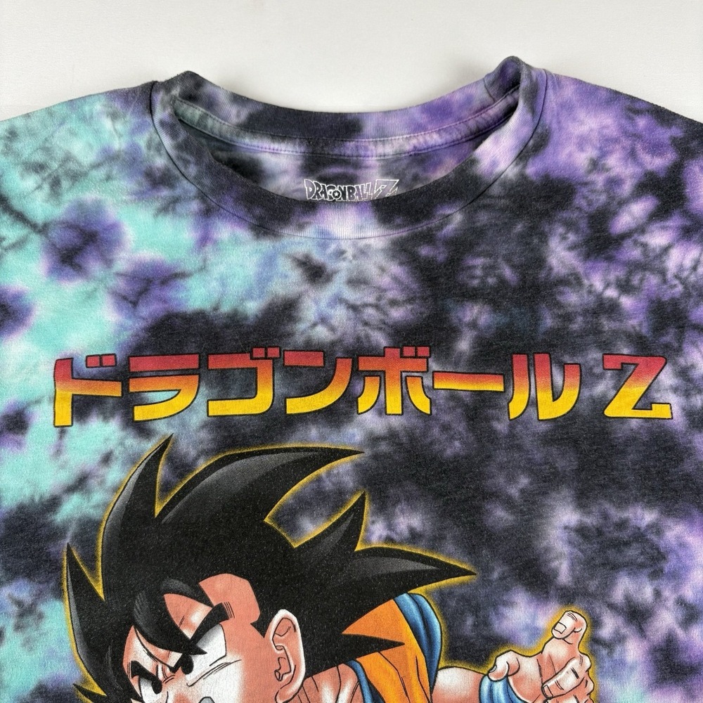Dragon Ball Z Goku Tie Dye T-Shirt Men's Medium Anime Graphic Tee Purple Teal - Picture 2 of 6